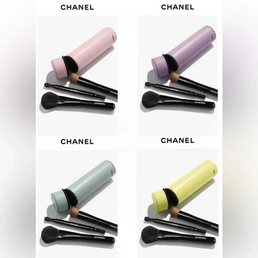 CHANEL Black Makeup Brush Trio with Case